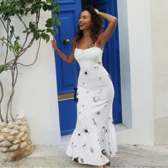 Flawed Reformation Prairie Gardenia Floral White Maxi Dress Boho Romantic Size 2 - Picture 4 of 16